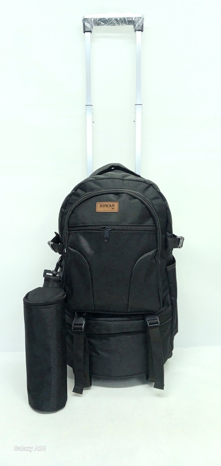 Rowan Çanta Rowan Çekçekli +Termal Matara Çantalı Siyah Kabin Boy ,Portatif Seyahat Çantası 56*34*27 Cm görsel 6