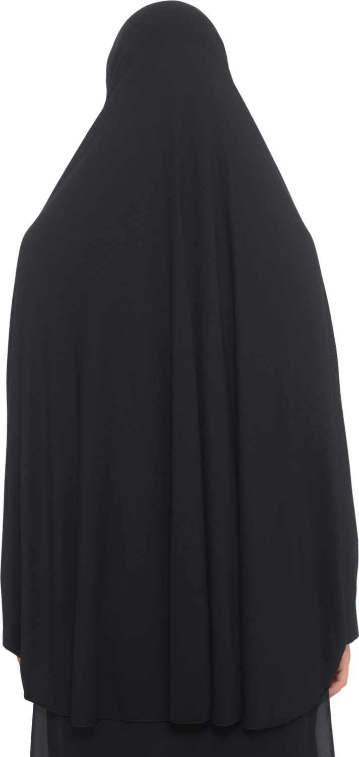 Altobeh Kollu Sufle Çarşaf Üstü Peçeli Pratik Tesettür Hijab - Nikaplı Namaz Örtüsü - Siyah görsel 6