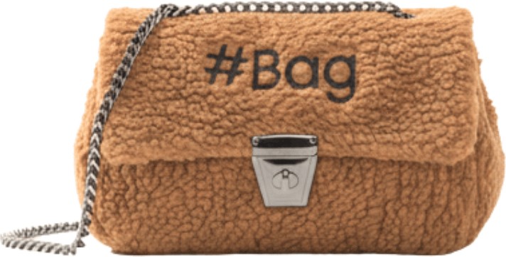 Baghashtag Krem Siyah Mini Peluş Çanta Metal Zincir Kulp ile Şık Görünüm Sunuyor