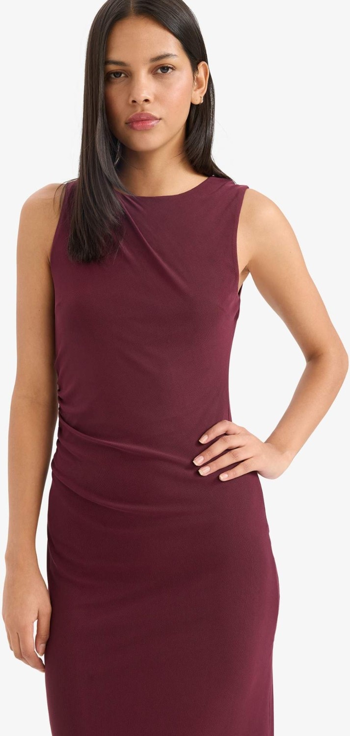 DeFacto Bodycon Vücudu Saran Yuvarlak Yaka Tül Kolsuz Midi Elbise D8036AX25AU görsel 4