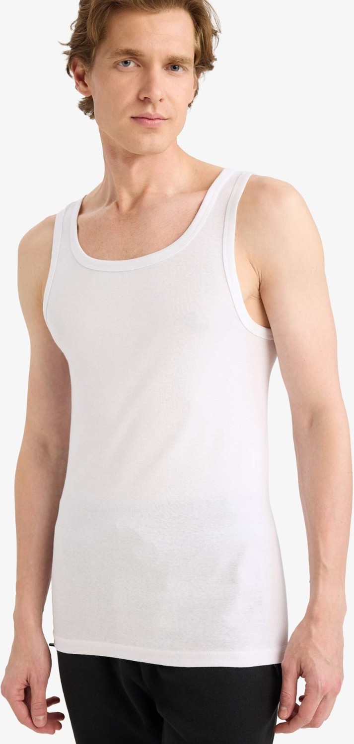 DeFacto %100 Pamuk Slim Fit Ribana 2'li Atlet Y9056AZ26SP görsel 4