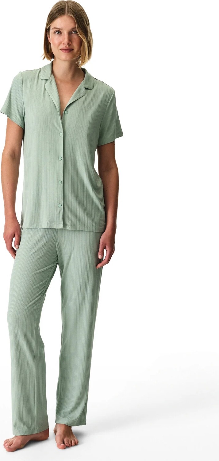 Penti Yeşil Alia Fitilli Gömlek Kısa Kollu Pijama Takımı