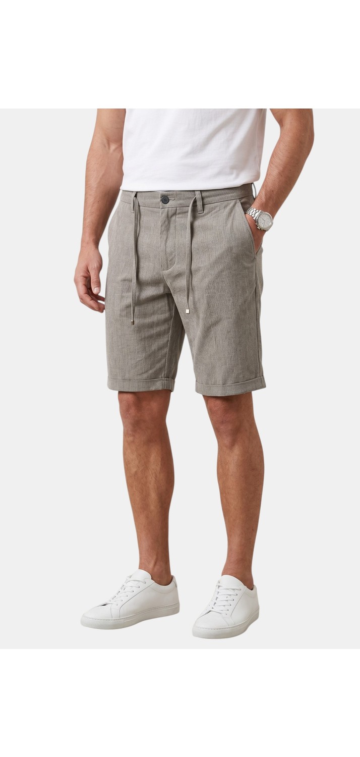 Deepsea Füme Slim Fit Likralı Çizgi Dokulu Beli Lastikli Ipli Erkek Şort Kapri 2601743 görsel 6