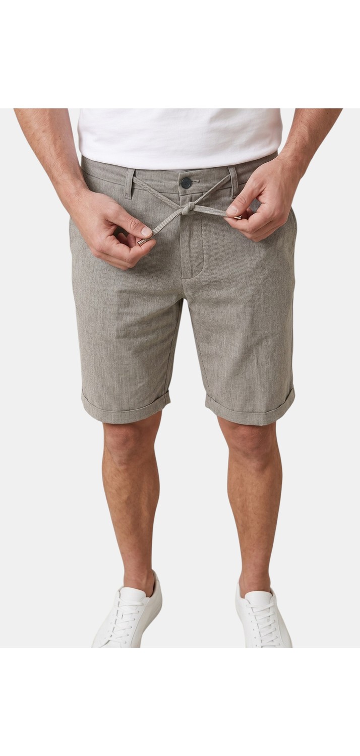 Deepsea Füme Slim Fit Likralı Çizgi Dokulu Beli Lastikli Ipli Erkek Şort Kapri 2601743 görsel 7