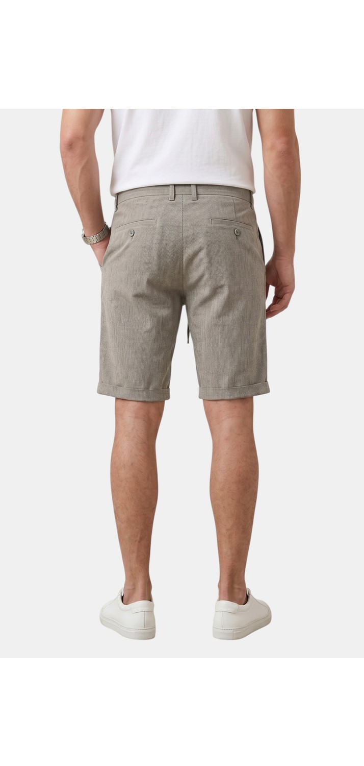 Deepsea Füme Slim Fit Likralı Çizgi Dokulu Beli Lastikli Ipli Erkek Şort Kapri 2601743 görsel 8