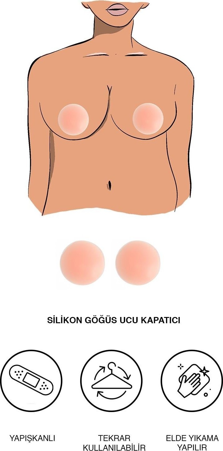 C&city Kadın Silikon Göğüs Ucu Kapatıcı Ten görsel 3