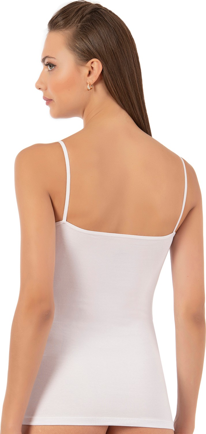 Özkan Underwear Özkan 3167 Kadın %95 Pamuklu Önü Büzgülü Dantelli İp Askılı Penye Atlet görsel 2