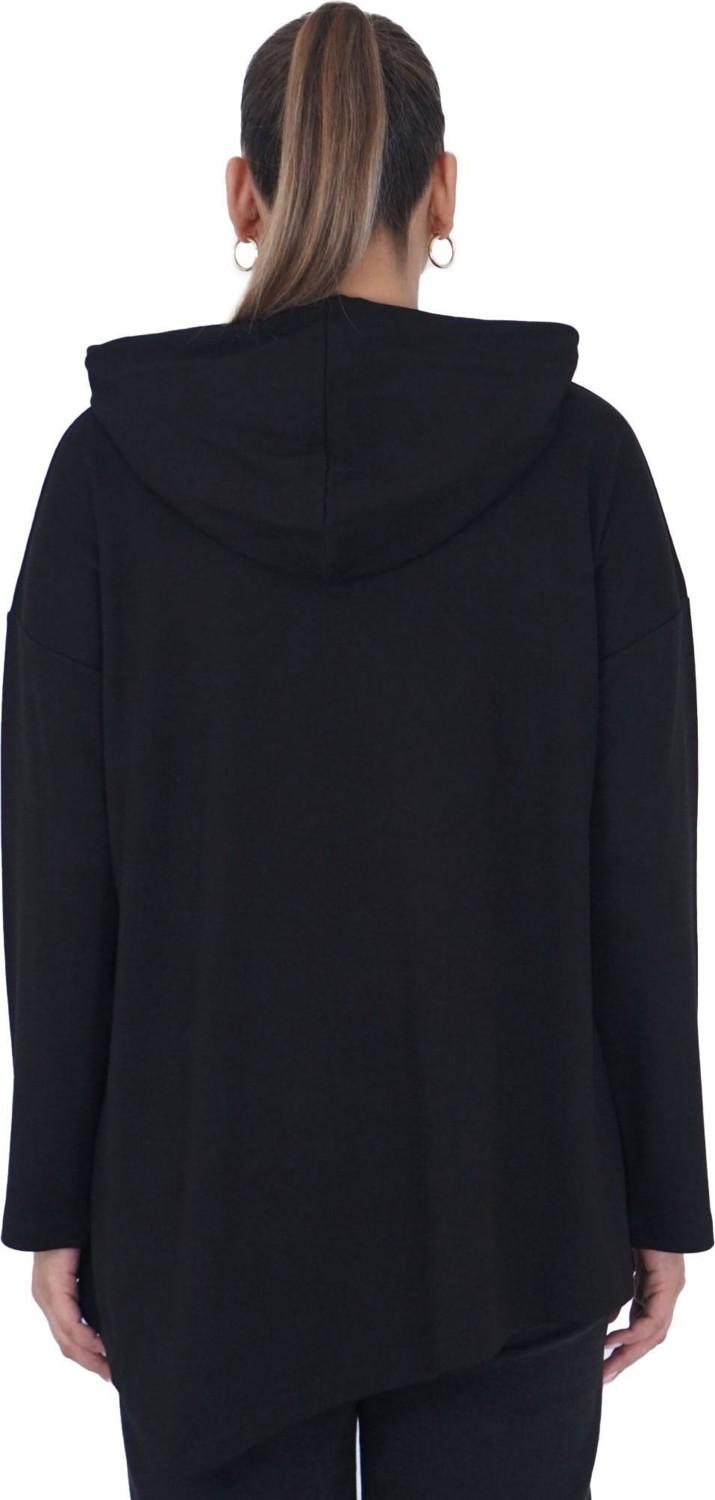 Darkmen Kadın Büyük Beden Siyah Kapüşonlu Sloganlı Sweatshirt görsel 3