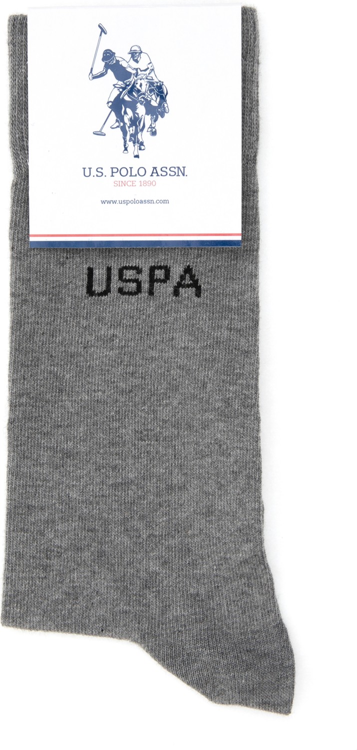 U.S. Polo Assn. Erkek Gri Melanj Beyaz 2'li Soket Çorap 50318209-VR086 görsel 4