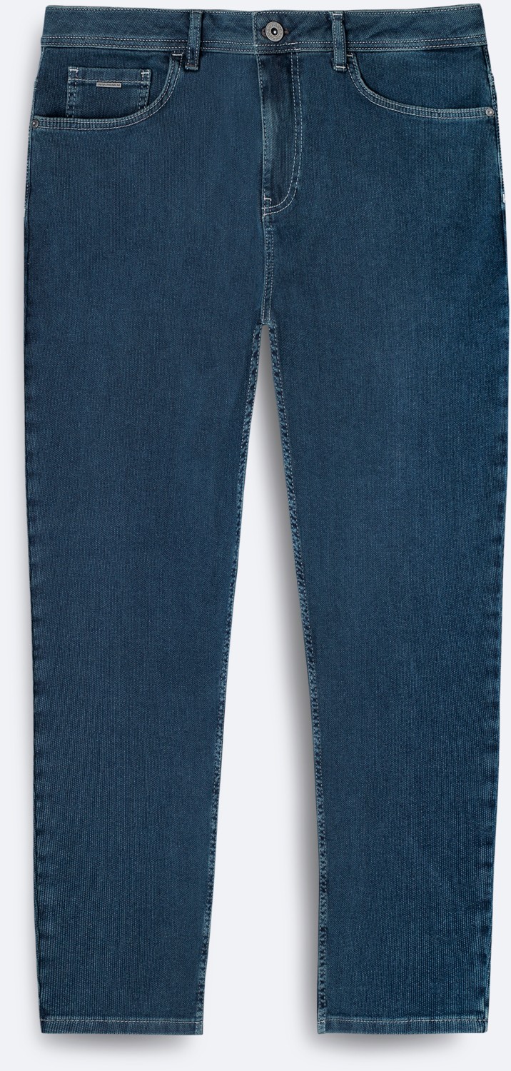 AVVA Erkek İndigo Klasik Bel Pamuklu Eskitme Yıkmalı Oslo Carrot Fit Jean Pantolon A51Y3552