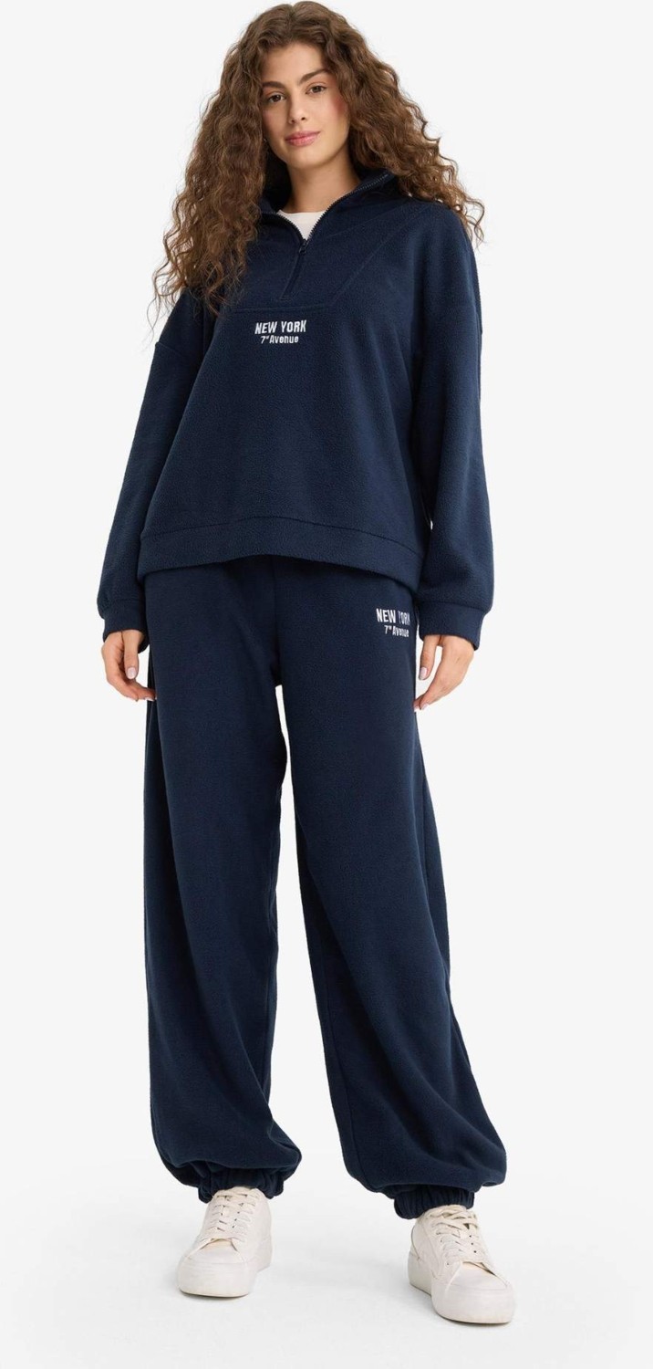 DeFacto Oversize Geniş Kalıp Dik Yaka Fermuarlı Baskılı Polar Sweatshirt Y2649AZ25WN görsel 2