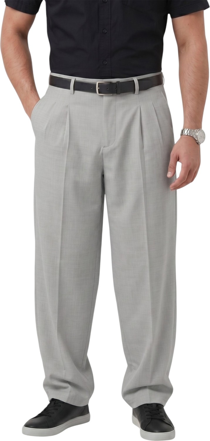 RizzUP Lacivert Baggy Fit Pileli Kumaş Pantolon, Likralı, Beli Lastikli Rahat Kesim Erkek Pantolon 2600920