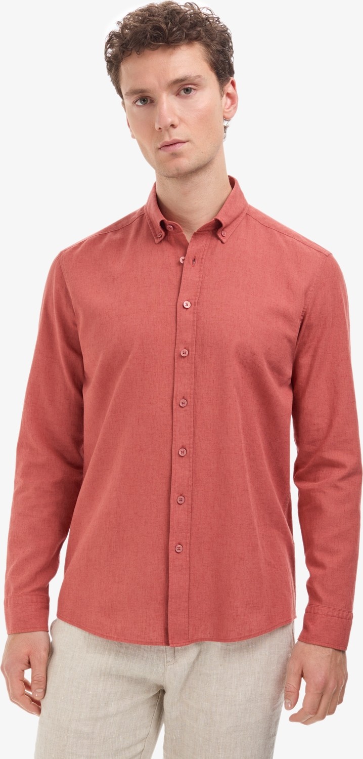Pierre Cardin Erkek Lacivert Keten Karışımlı Regular Fit Uzun Kollu Gömlek 50325356-VR033 görsel 8