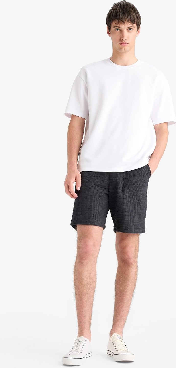 Die Grup Defacto Relax Fit Beli Bağcıklı Bermuda Şort E1236AX25SM
