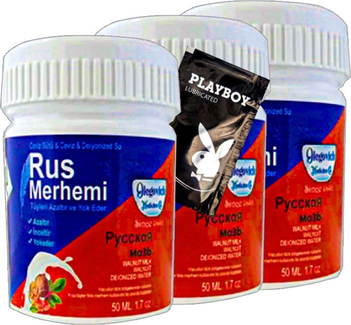 TeknoKapsül Playboy Blue Tüylere Krem Rus Merhemi 3lü x 50 ml + Yanında Jel