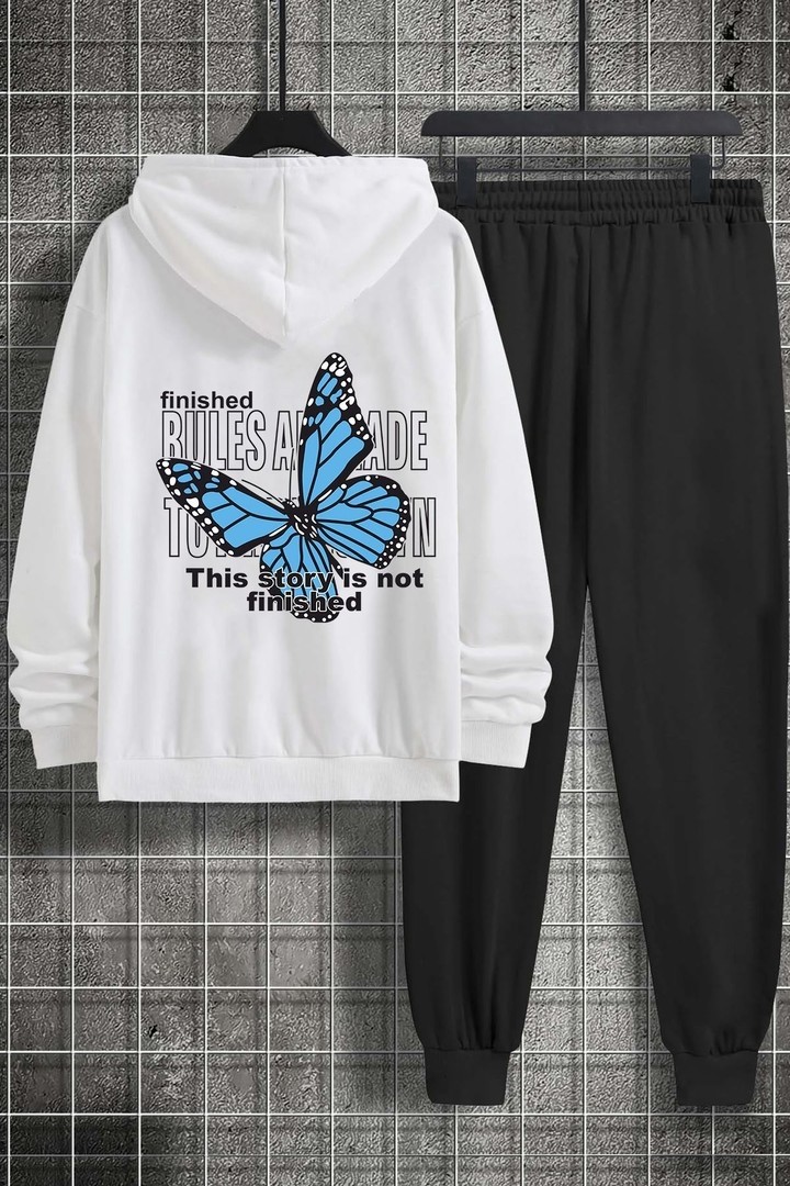 Trendypassion Uygun Tarz Unisex Kelebek Baskılı Eşofman Takımı görsel 3