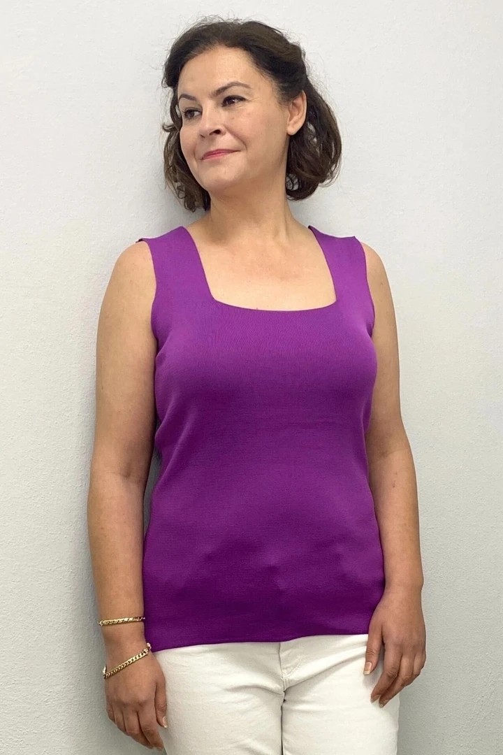 Mia Butik Büyük Beden Bordo Kare Yaka Triko Bluz