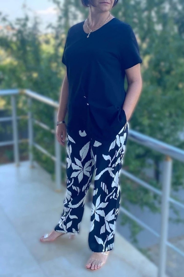 Mia Butik Büyük Beden Bahar Takım Beyaz-Turuncu görsel 2