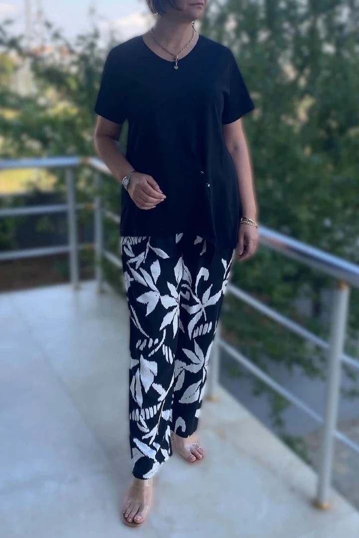 Mia Butik Büyük Beden Bahar Takım Beyaz-Turuncu görsel 3