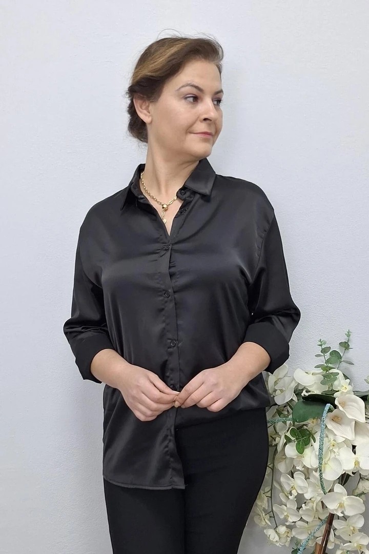 Mia Butik Kadın Beyaz Saten Gömlek