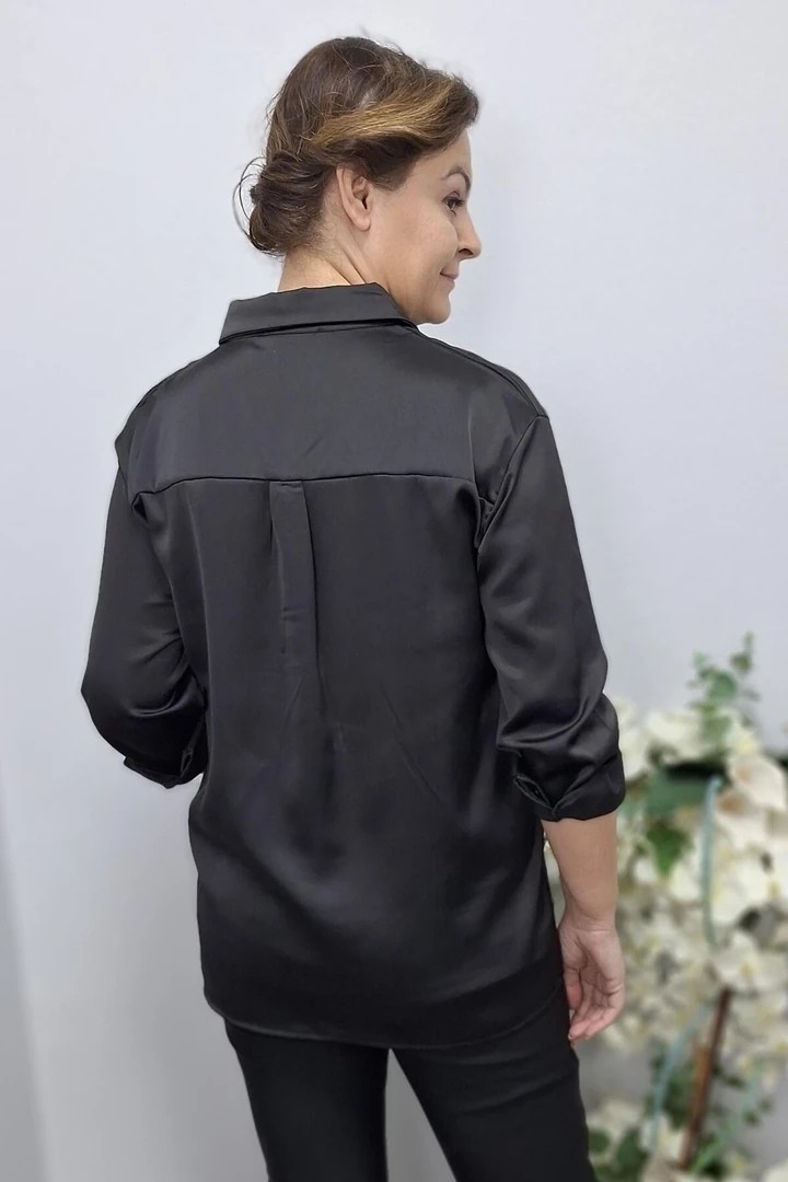 Mia Butik Kadın Beyaz Saten Gömlek görsel 4