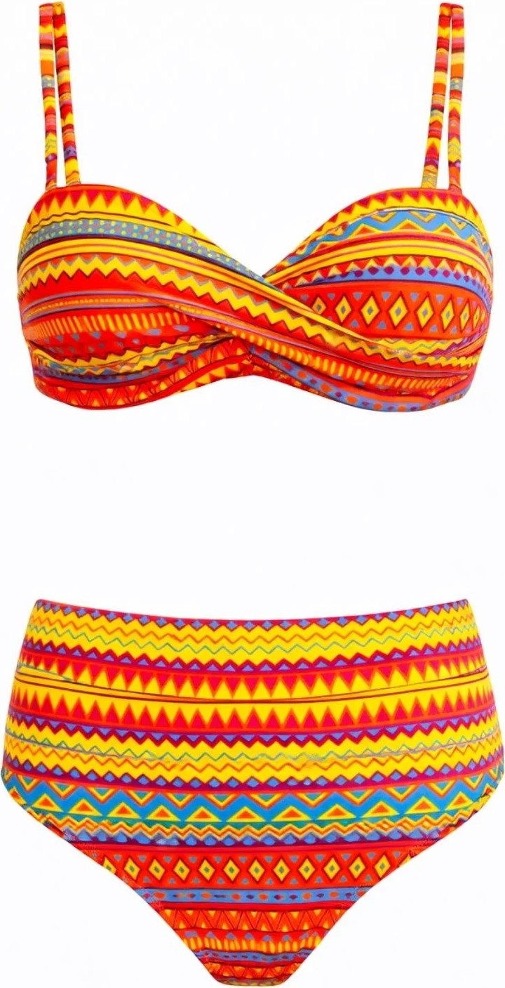 Sailor Moda Dönmeli Yüksek Bel Bikini Takım