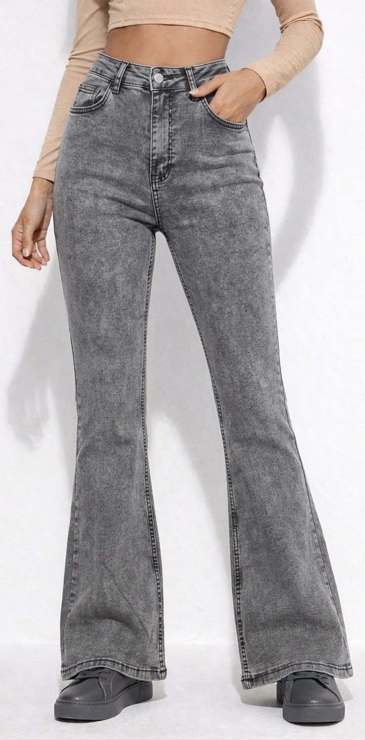 Lenithra Kadın Yüksek Bel Ispanyol Paça Power Likra Kot Denim Jean