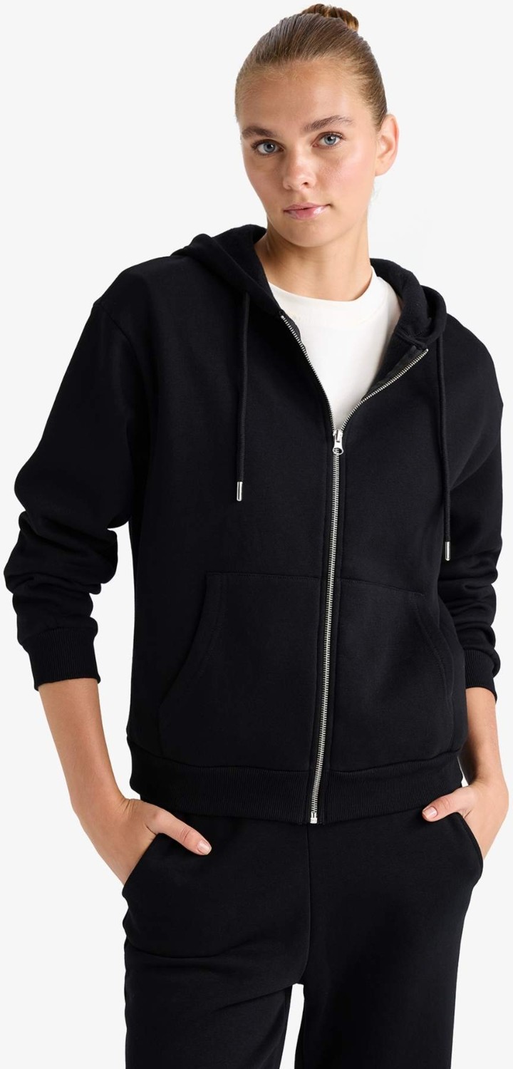 DeFacto Relax Fit Kapüşonlu Cepli Basic Fermuarlı Sweatshirt C1809AX25AU görsel 3
