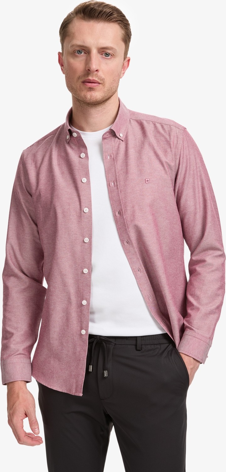 Pierre Cardin Erkek Bej Oxford Slim Fit Kolay Ütülenebilir Gömlek 50325365-VR011