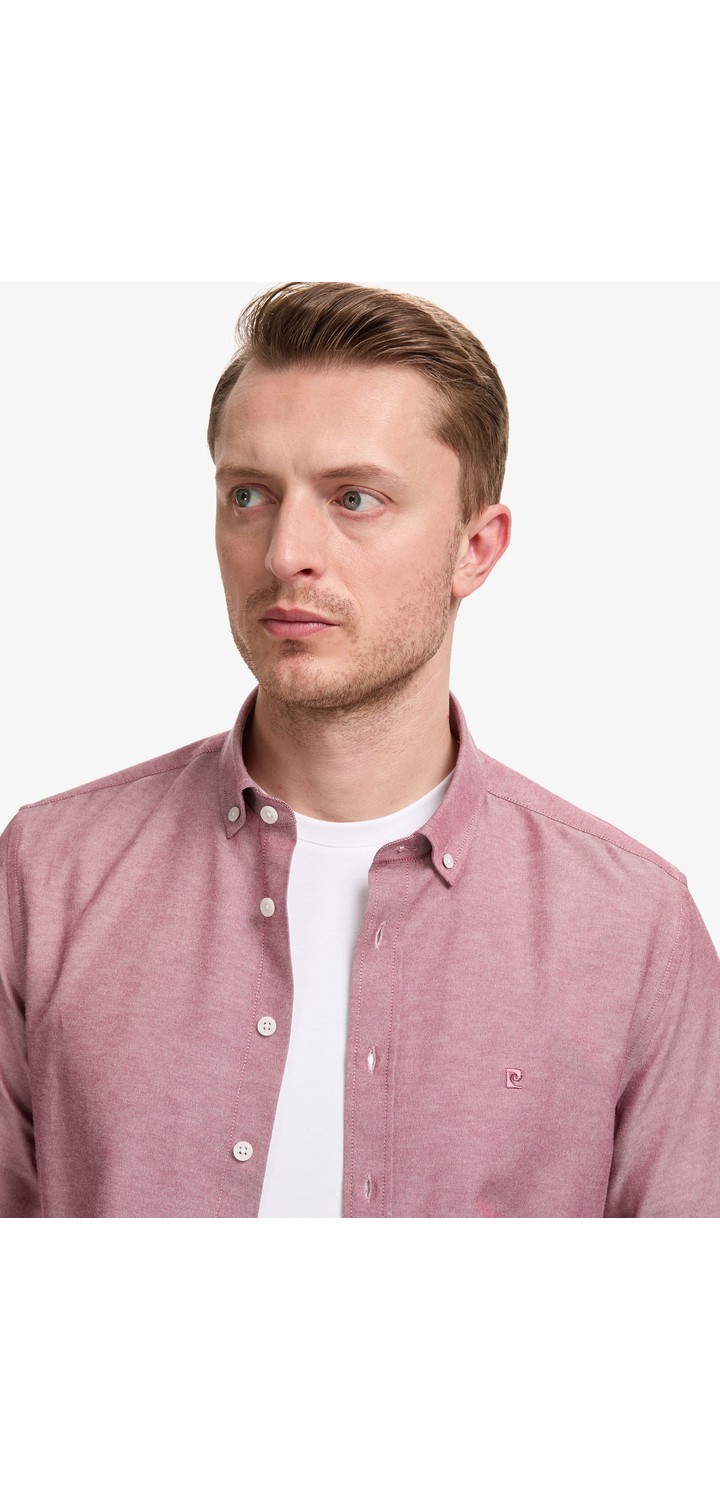 Pierre Cardin Erkek Bej Oxford Slim Fit Kolay Ütülenebilir Gömlek 50325365-VR011 görsel 2