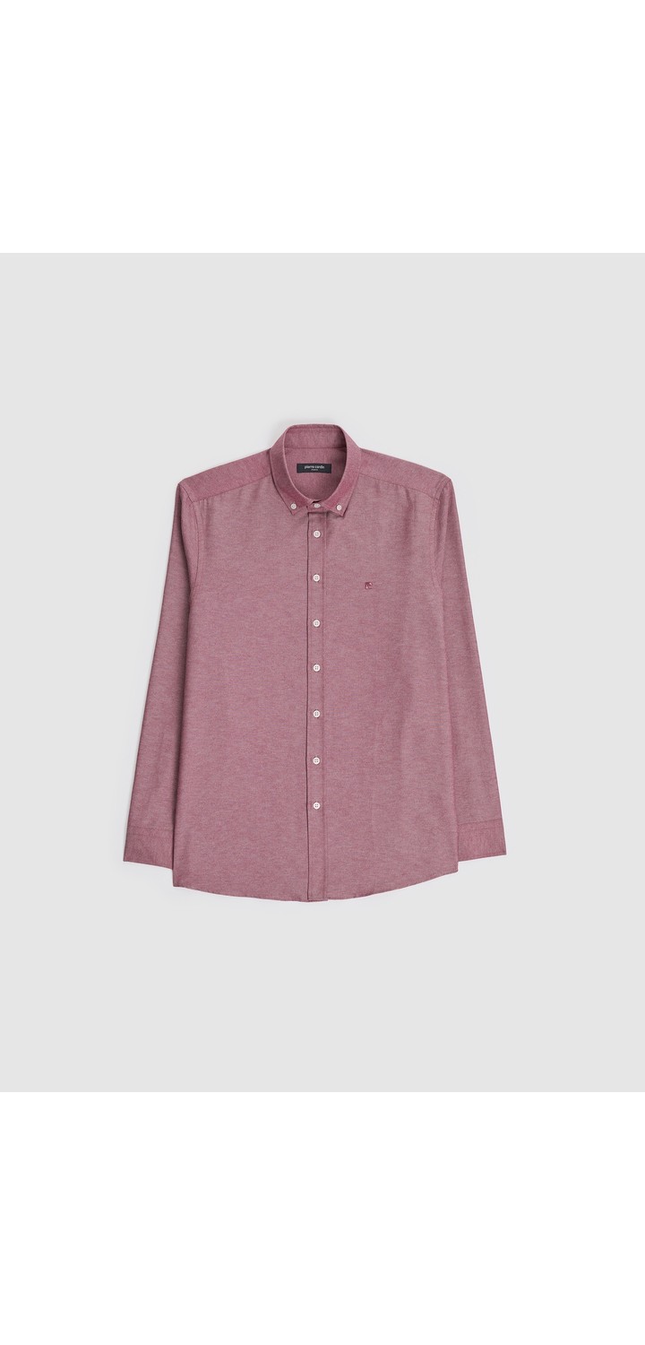 Pierre Cardin Erkek Bej Oxford Slim Fit Kolay Ütülenebilir Gömlek 50325365-VR011 görsel 6