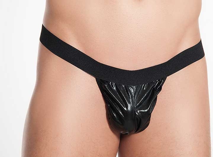 Tegan Siyah Lame Erkek String - Tanga BC4589
