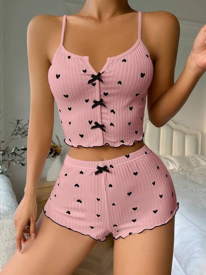 Gazaniga Kadın Beyaz Askılı Desenli Gecelik Pijama Şortlu Takımı Bella görsel 2