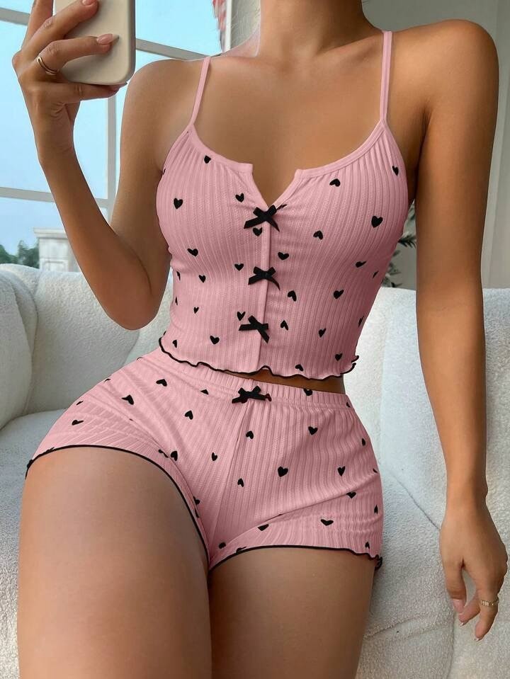 Gazaniga Kadın Beyaz Askılı Desenli Gecelik Pijama Şortlu Takımı Bella görsel 4