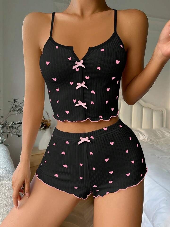 Gazaniga Kadın Beyaz Askılı Desenli Gecelik Pijama Şortlu Takımı Bella
