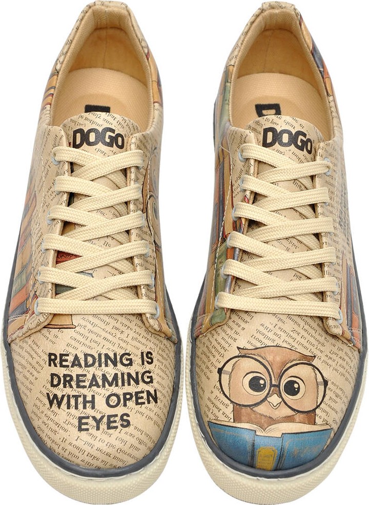 Dogo Kadın Vegan Deri Bej Sneakers - The wise owl Tasarım görsel 3
