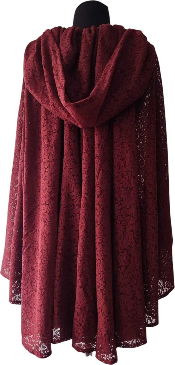 Moda Nur Pelerin, Kapşonlu Pelerin, Siyah Renk , Desenli Tül Gelin Pelerin. 85 cm görsel 3
