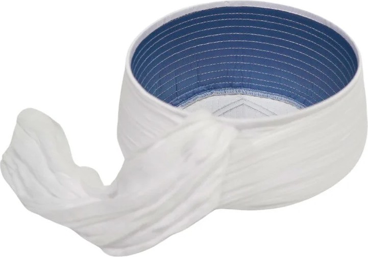 Sarıkhane Çocuk Namaz Sarığı - Beyaz Kumaş - Beyaz Takke - Düz Sarım - Nâli Şerif - 4 Metre (Züabeli) görsel 4