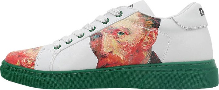 Dogo Kadın Vegan Deri Beyaz Sneakers - Vincent van Gogh Self Portrait Tasarım görsel 5