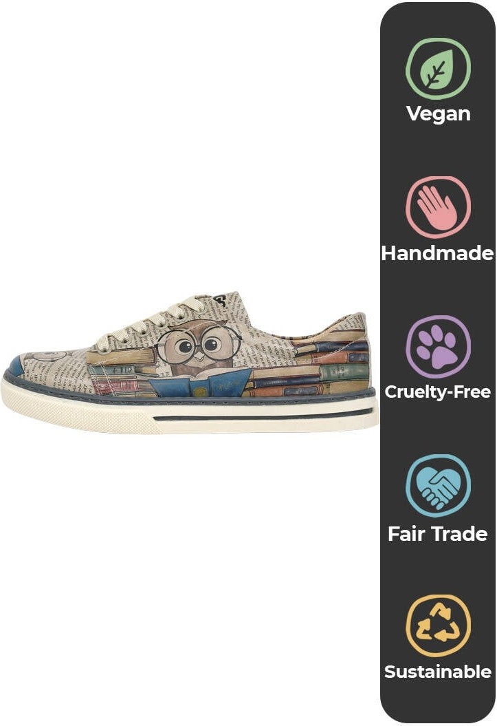 Dogo Kadın Vegan Deri Bej Sneakers - The wise owl Tasarım görsel 5