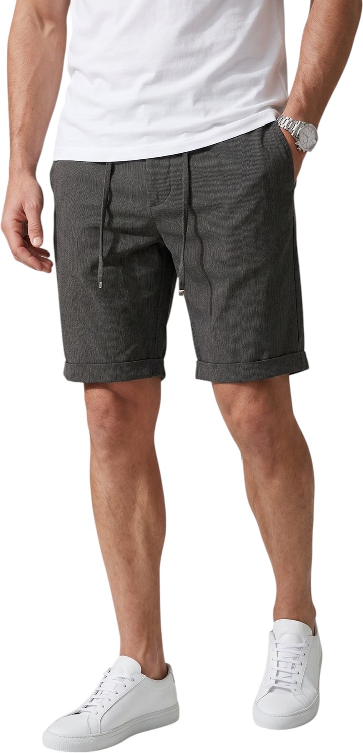 Deepsea Füme Slim Fit Likralı Çizgi Dokulu Beli Lastikli Ipli Erkek Şort Kapri 2601743