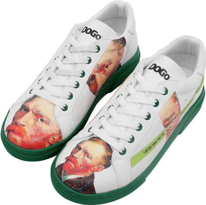 Dogo Kadın Vegan Deri Beyaz Sneakers - Vincent van Gogh Self Portrait Tasarım