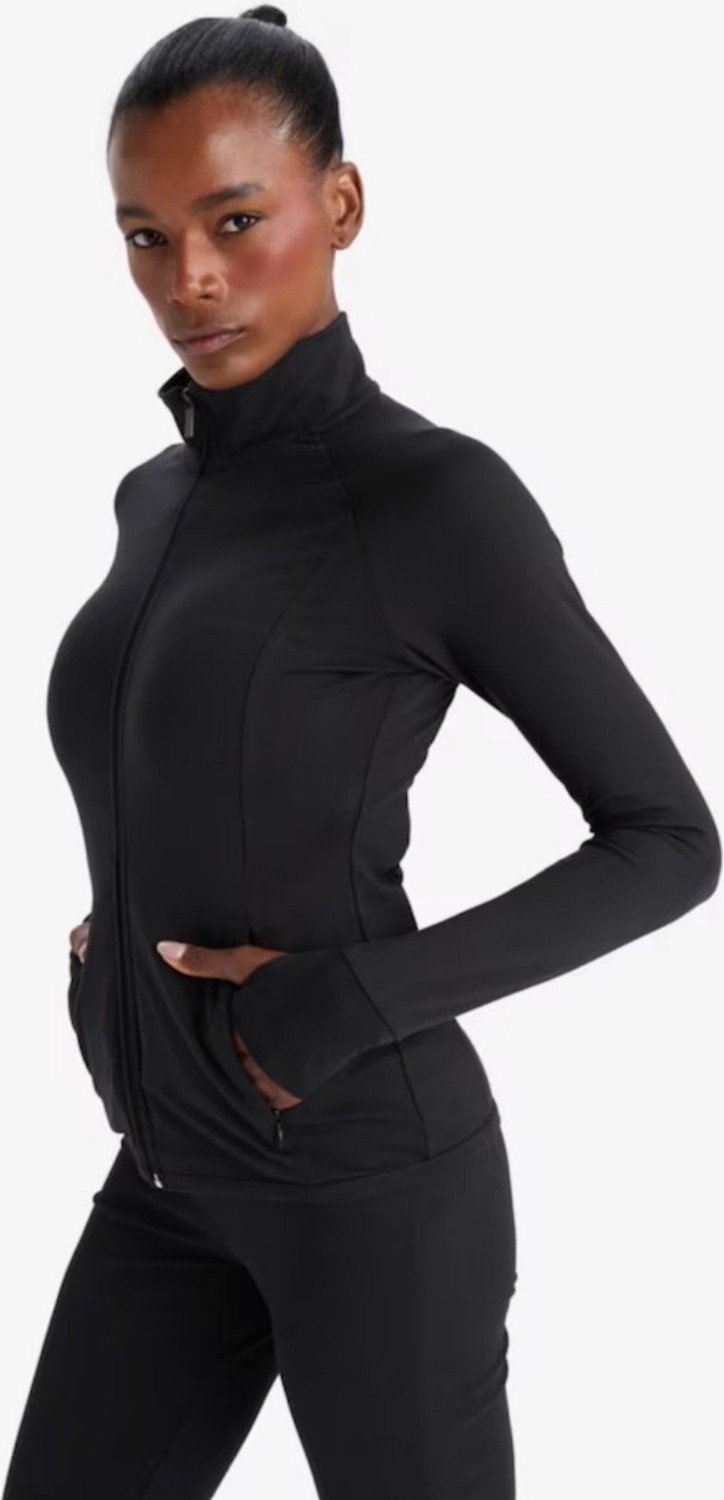 Soft & Basic Siyah Fermuarlı Dik Yaka Basic Vücuda Oturan Cepli Parmak Detaylı Hırka görsel 2