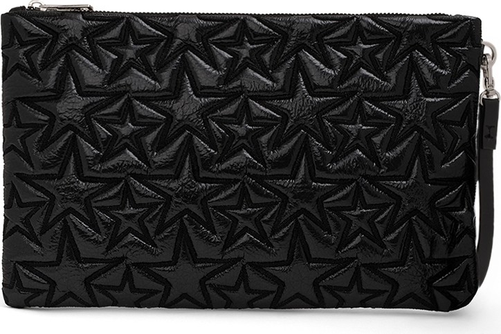 Ecrou Yıldız Desenli Siyah Parlak Portföy & Clutch Çanta Çıkarılabilir Bileklik Askılı 30 x 19 cm görsel 6