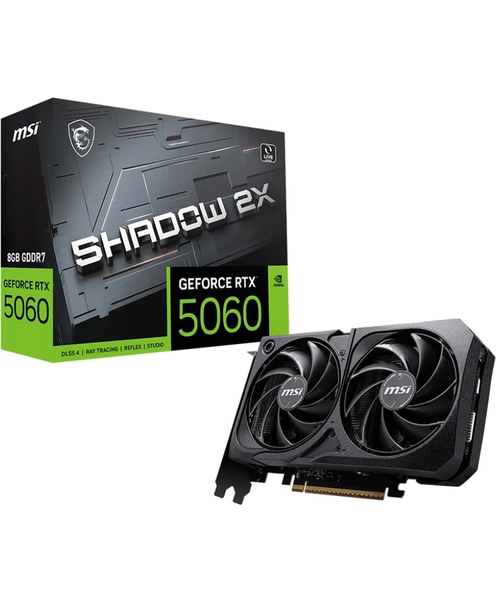 Resim MSI GeForce RTX 5060 8GB Shadow 2X OC GDDR7 128Bit DX12 Gaming (Oyuncu) Ekran Kartı 