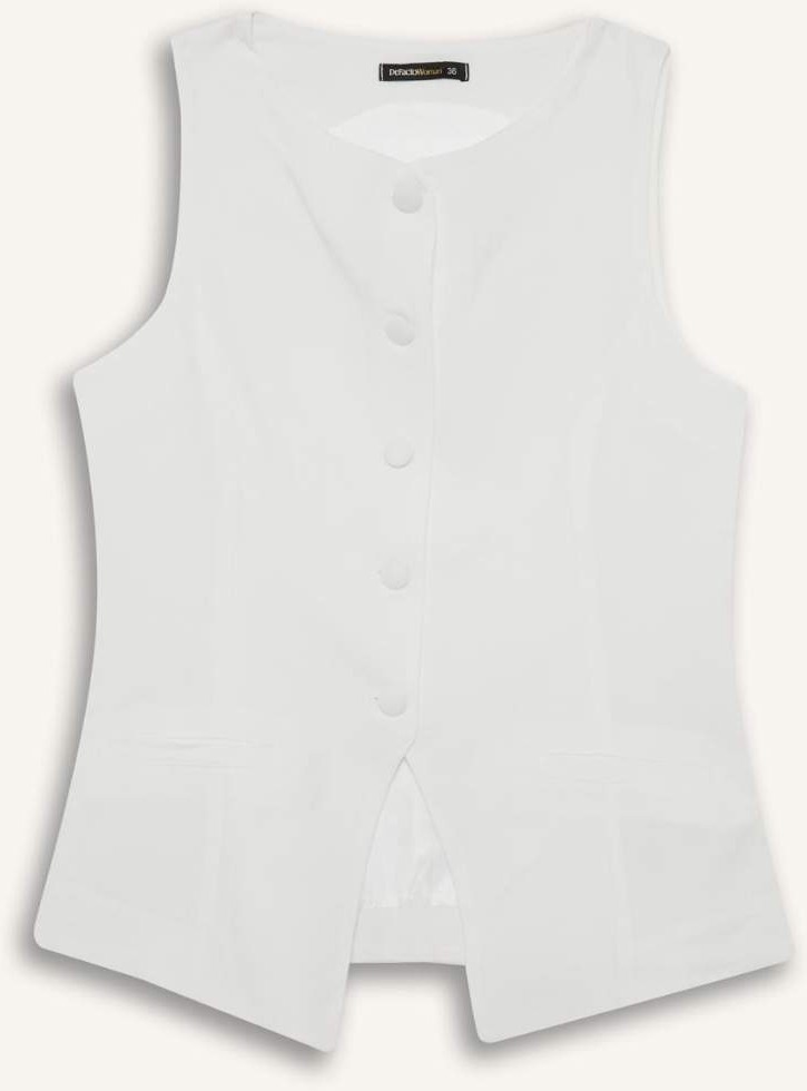DeFacto Slim Fit Keten Karışımlı Bisiklet Yaka Yelek E9946AX25AU görsel 7