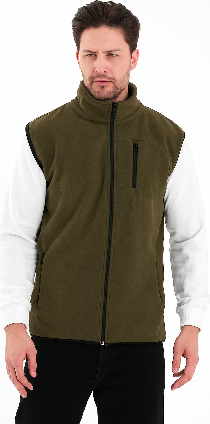 Monox Erkek Tam Fermuarlı Spor Polar Yelek