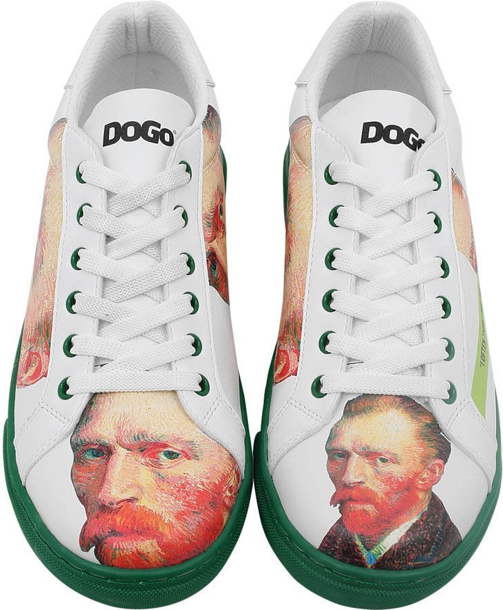 Dogo Kadın Vegan Deri Beyaz Sneakers - Vincent van Gogh Self Portrait Tasarım görsel 2