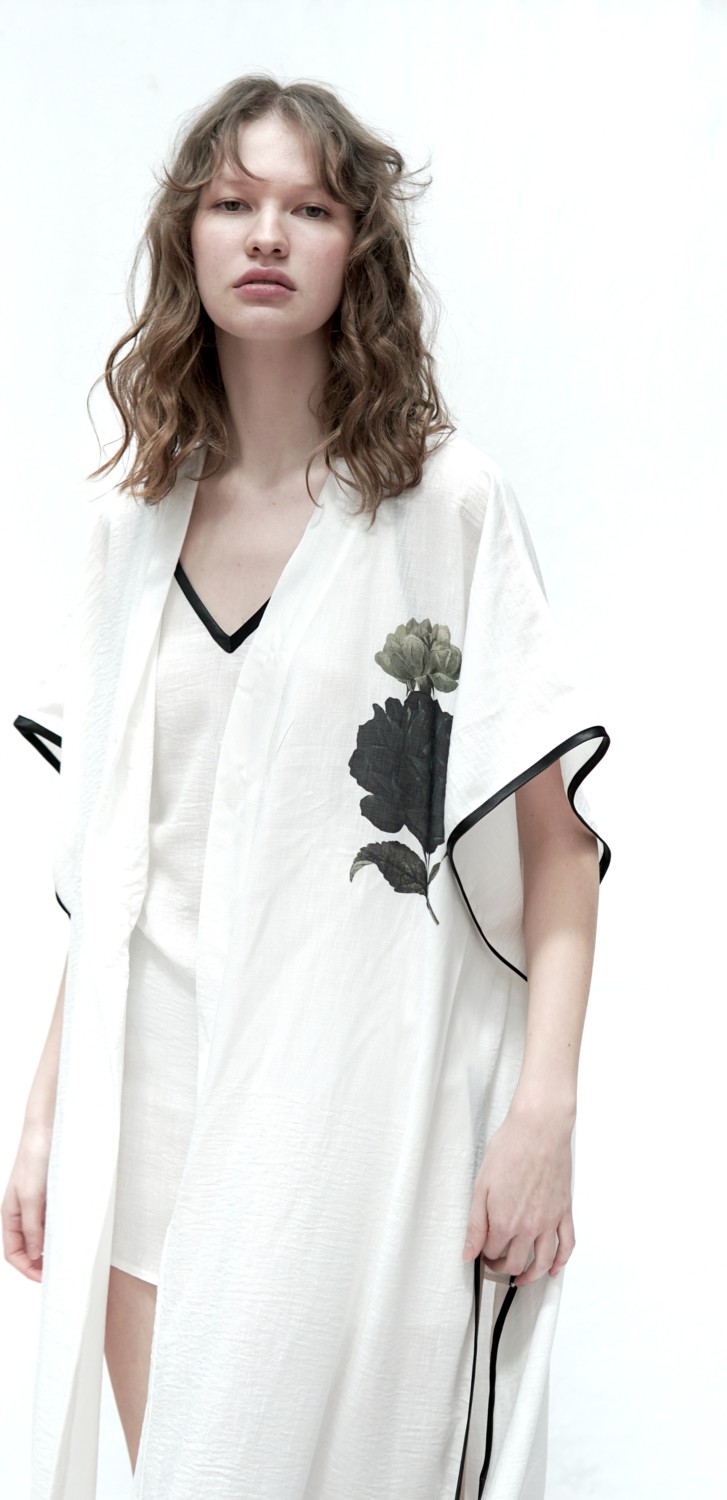 Mita Concept Beyaz Keten Abaya görsel 5