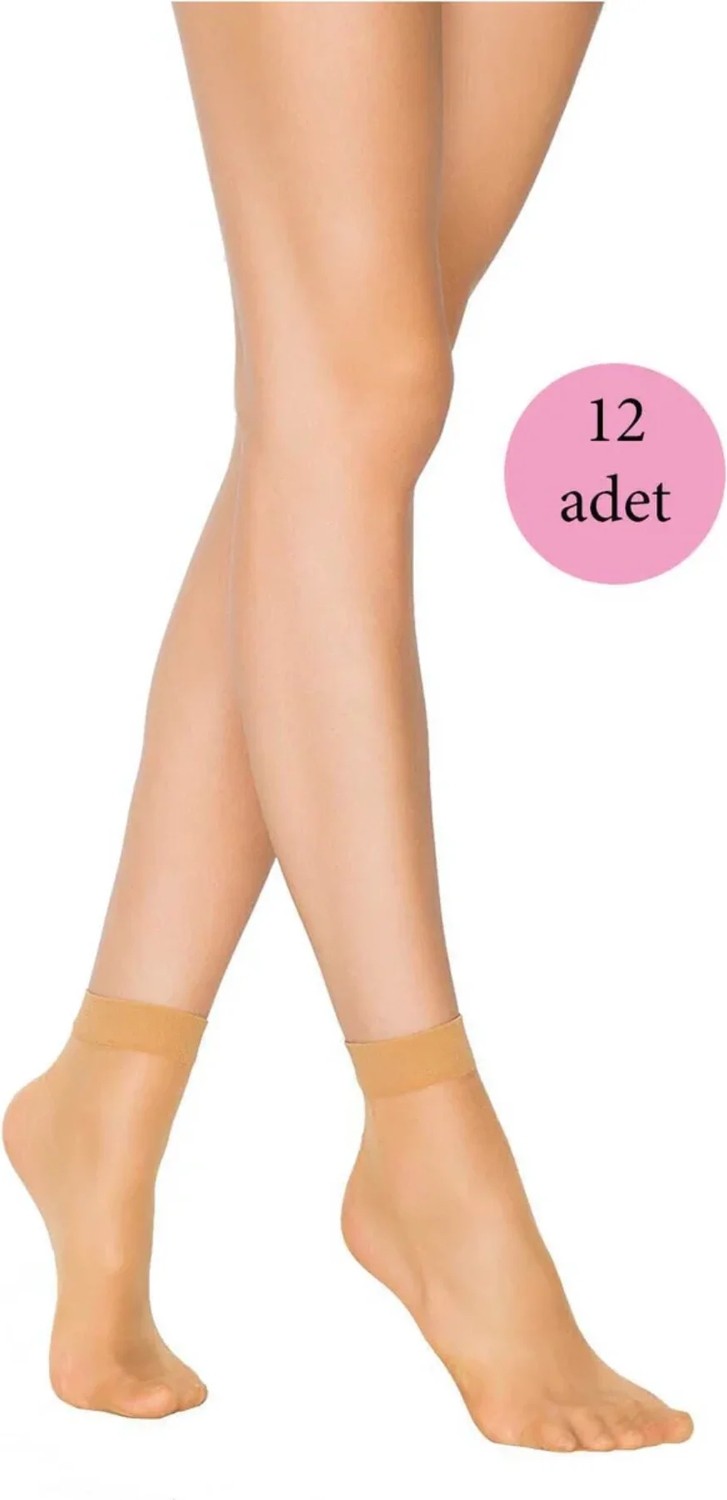 Ematcrt 12 Adet Fit 15 Soket Ince Parlak Kısa Çorap Ten